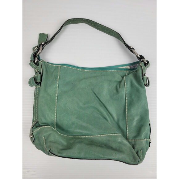 FOSSIL Shoulder Boho Bag Teal Turquoise Leather‎ Silver Hardware ZB 2903 - Picture 8 of 12